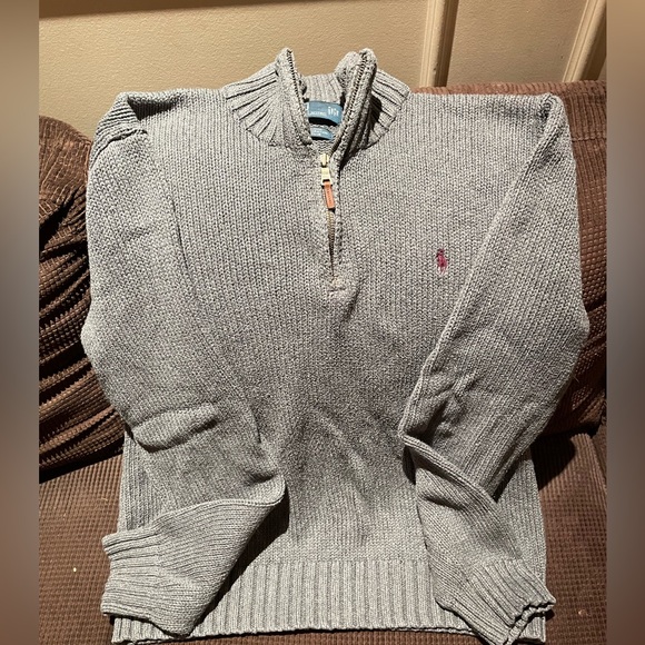 Large Gray Cotton Ralph Lauren Sweater with zipper - Picture 4 of 4